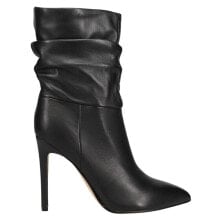 Купить черные женские высокие ботинки Nine West: Nine West Jenn Stiletto Heels Slouch Pointed Toe Pull On Womens Black Dress Boo