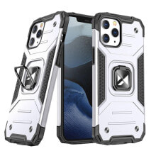 Pancerne etui pokrowiec + magnetyczny uchwyt iPhone 13 Pro Max Ring Armor srebrny