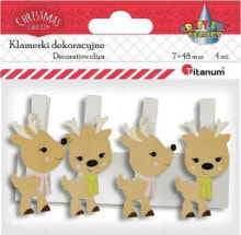 Titanum Wooden clips with reindeer decor 4 pcs