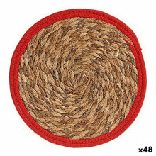 Table Mat Natural Red Natural Fibre (30 x 1 x 30 cm) (48 Units)