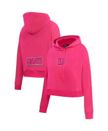 Купить женские блузки и кофточки Pro Standard: Women's New York Giants Triple Pink Cropped Fleece Pullover Hoodie