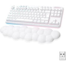 Клавиатуры logitech G  Gaming-Tastatur  G715 Linear Wireless Mechanical (GX Red) mit Handballenauflage  White Mist