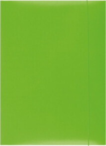 Office Products Folder with elastic band cardboard, A4, 300gsm, 3 compartments, green