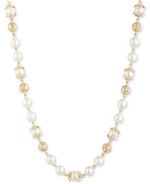 Купить кулоны и подвески Marchesa: Gold-Tone Imitation Pearl Filigree Collar Necklace, 16"+ 3" extender