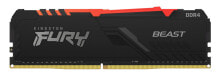 Модули памяти (RAM) технология Kingston FURY Beast RGB, 16 ГБ, 1 x 16 ГБ, DDR4, 3000 МГц, 288-контактный DIMM, Черный