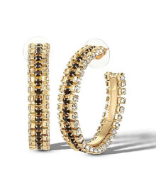 Купить серьги Jessica Simpson: Flash Yellow Gold Plated Iron Glass Stone Hoop Earrings