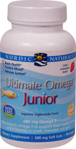 Рыбий жир и Омега 3, 6, 9 nordic Naturals Ultimate Omega Junior Рыбий жир для поддержания функций мозга, настроения и иммунитета 500 мг 90 жевательных капсул