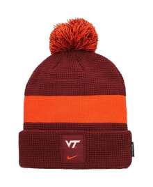 Nike men's Maroon Virginia Tech Hokies Sideline Team Cuffed Knit Hat with Pom