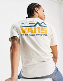 Vans – Mountain – T-Shirt in gebrochenem Weiß mit Rückenprint