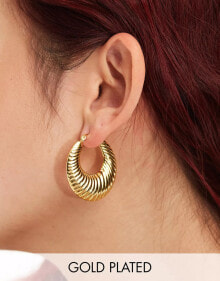 Купить женские ювелирные украшения LOST SOULS: Lost Souls stainless steel 80s volume hoop earrings in 18k gold plated