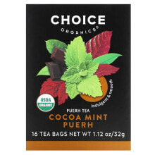 Choice Organic Teas, Puerh Tea, какао и мята пуэр, 16 чайных пакетиков, 32 г (1,12 унции)