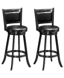 Costway set of 2 29'' Swivel Bar Height Stool Wood Dining Chair