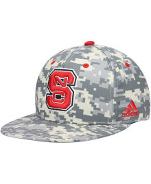 adidas men's Camo NC State Wolfpack Gray Undervisor On-Field Baseball Fitted Hat