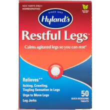 Средства для вен и ухода за ногами Hyland's Restful Legs Гомеопатический комплекс при зуде, мурашках и покалывания в ногах 50 таблеток