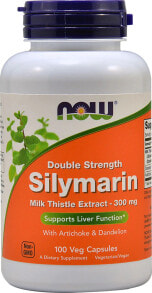 Витамины и БАДы для укрепления иммунитета NOW Double Strength Silymarin Силимарин двойной концентрации - экстракт расторопши с артишоком и одуванчиком для поддержки нормальной работуы печени 300 мг 100 вегетарианских капсул