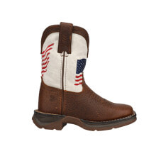 Durango Distressed Flag Patriotic Cowboy Square Toe Toddler Boys Brown Casual B