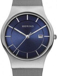 Мужские наручные часы с серебряным браслетом Bering 11938-003 classic mens 38mm 3ATM
