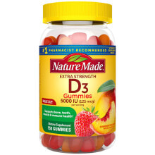 Витамин D nature Made Vitamin D3 Adult Gummies Strawberry Peach & Mango -- 150 Gummies