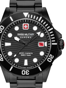 Мужские наручные часы с браслетом Мужские наручные часы с черным браслетом Swiss Military Hanowa 06-5338.13.007 Offshore Diver 44 mm 10ATM