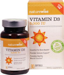 Naturewise Vitamin D3 Витамин D3 5000 МЕ 90 гелевых капсул