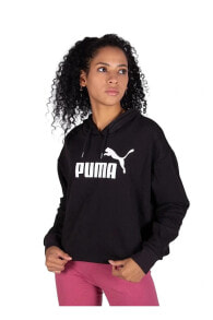 586870-01 Puma Ess Cropped Logo Hoodie Tr Kadın Sweat BLACK