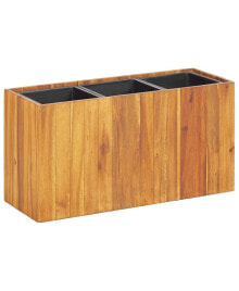 vidaXL garden Raised Bed with 3 Pots Solid Acacia Wood