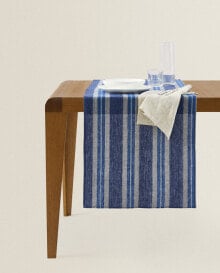 Striped linen table runner