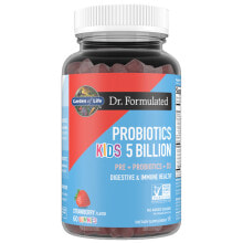 Пребиотики и пробиотики garden of Life Dr. Formulated Kids Probiotics Детский комплекс для пищеварения и иммунитета с пробиотиками, пребиотиками и витамином D3 5 млрд КОЕ 60 жевательных конфет со вкусом клубники