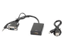 Компьютерные разъемы и переходники Lanberg AD-0021-BK кабельный разъем/переходник VGA HDMI Черный