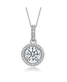 Купить кулоны и подвески Rachel Glauber: White Gold Plated with Cubic Zirconia Solitaire Halo Drop Pendant Necklace