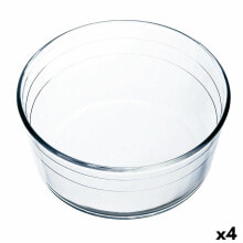 Oven Mould Ô Cuisine Ocuisine Vidrio Souffle Transparent Glass 22 x 22 x 10 cm (4 Units)