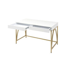 Simplie Fun lightmane Desk, High Gloss & Gold