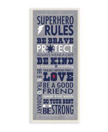 Stupell Industries the Kids Room by Stupell Gray and Navy Superhero Rules Typography Wall Plaque Art, 7