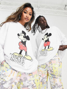 Мужские спортивные костюмы aSOS DESIGN Punk Mickey co-ord unisex oversized sweatshirt with Disney prints in white