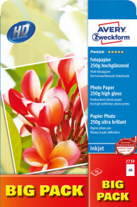 Avery Zweckform Avery Inkjet Photo Paper 2x20 Sheets - Inkjet printing - A4 (210x297 mm) - High-gloss - 250 g/m² - White - FSC Mix Credit купить онлайн