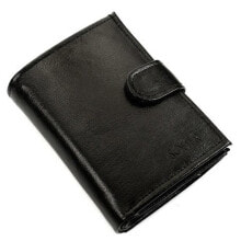Мужские кошельки и портмоне Мужское портмоне кожаное черное вертикальное на кнопке Solier SW04