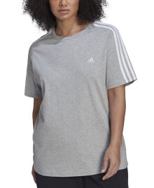 adidas plus Size Essentials Slim 3-Stripes T-Shirt