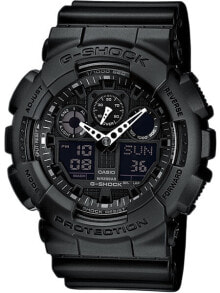 Мужские наручные часы с ремешком Мужские наручные часы с черным силиконовым ремешком CASIO GA-100-1A1ER G-SHOCK 51mm 20 ATM