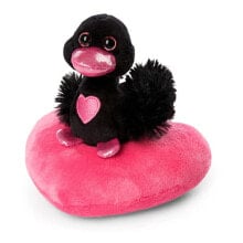 NICI Love Swan Black 10 Cm On Heart Teddy