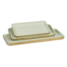 Snack tray 47 x 20,5 x 2 cm Golden Green Iron 3 Pieces