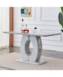 Simplie Fun modern simple and luxurious grey imitation marble grain dining table rectangular Office Table