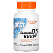 Витамин D Doctor's Best, витамин D3, 25 мкг (1000 МЕ), 180 капсул