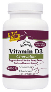 Витамин D terry Naturally Vitamin D3 Mixed Berry --  Витамин D3  с ягодным вкусом - 5000 МЕ - 90 жевательных таблеток