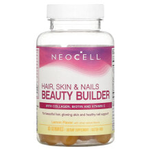 Vitamins and dietary supplements for the skin neoCell, Hair, Skin &amp; Nails Beauty Builder, Lemon, 60 Gummies