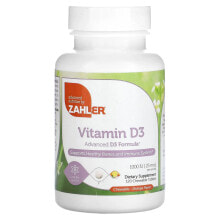 Витамин D zahler, Витамин D3, улучшенная формула D3, апельсин, 25 мкг (1000 МЕ), 120 жевательных таблеток