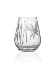 Rolf Glass dragonfly Stemless Wine Tumbler 17Oz - Set Of 4 Glasses