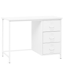 vidaXL industrial Desk with Drawers White 41.3