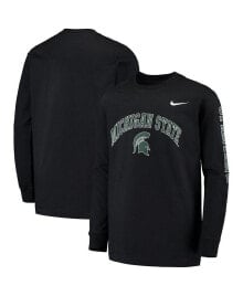Nike big Boys Black Michigan State Spartans Arch and Logo 2-Hit Long Sleeve T-shirt
