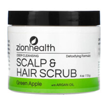 Маски и сыворотки для волос Zion Health, скраб для глубокого очищения кожи головы и волос с аргановым маслом и зеленым яблоком, 113 г (4 унции)