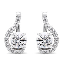 Ювелирные серьги sparkling silver earrings with clear zircons EA375W